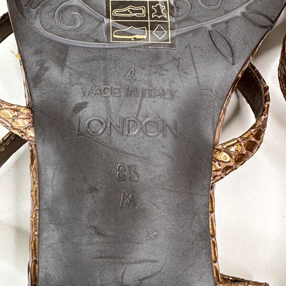 Brighton Brown Faux Snakeskin Sandals With Silver Floral Medallion Size 8.5 - Picture 10 of 10